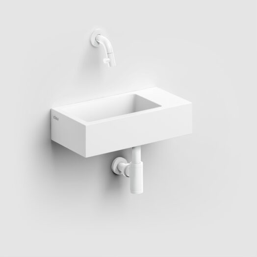 fontein-wastafel-mat-wit-toilet-badkamer-luxe-sanitair-Flush-3-rechts-clou-CL0313031-composiet-voorbewerkt-kraangat-36cm-corian-witte-sifon-minisuk-kaldur-kraan