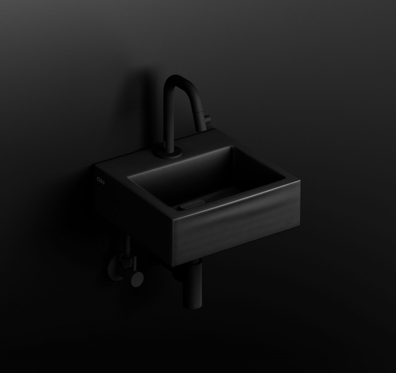 wastafel-kraan-mat-zwart-toilet-badkamer-luxe-sanitair-Kaldur-rechts-clou-CL060500421R-kort-WashMe-fontein-Flush-1-clou-CL0312010-keramiek-kraangat-28cm-wasbakje
