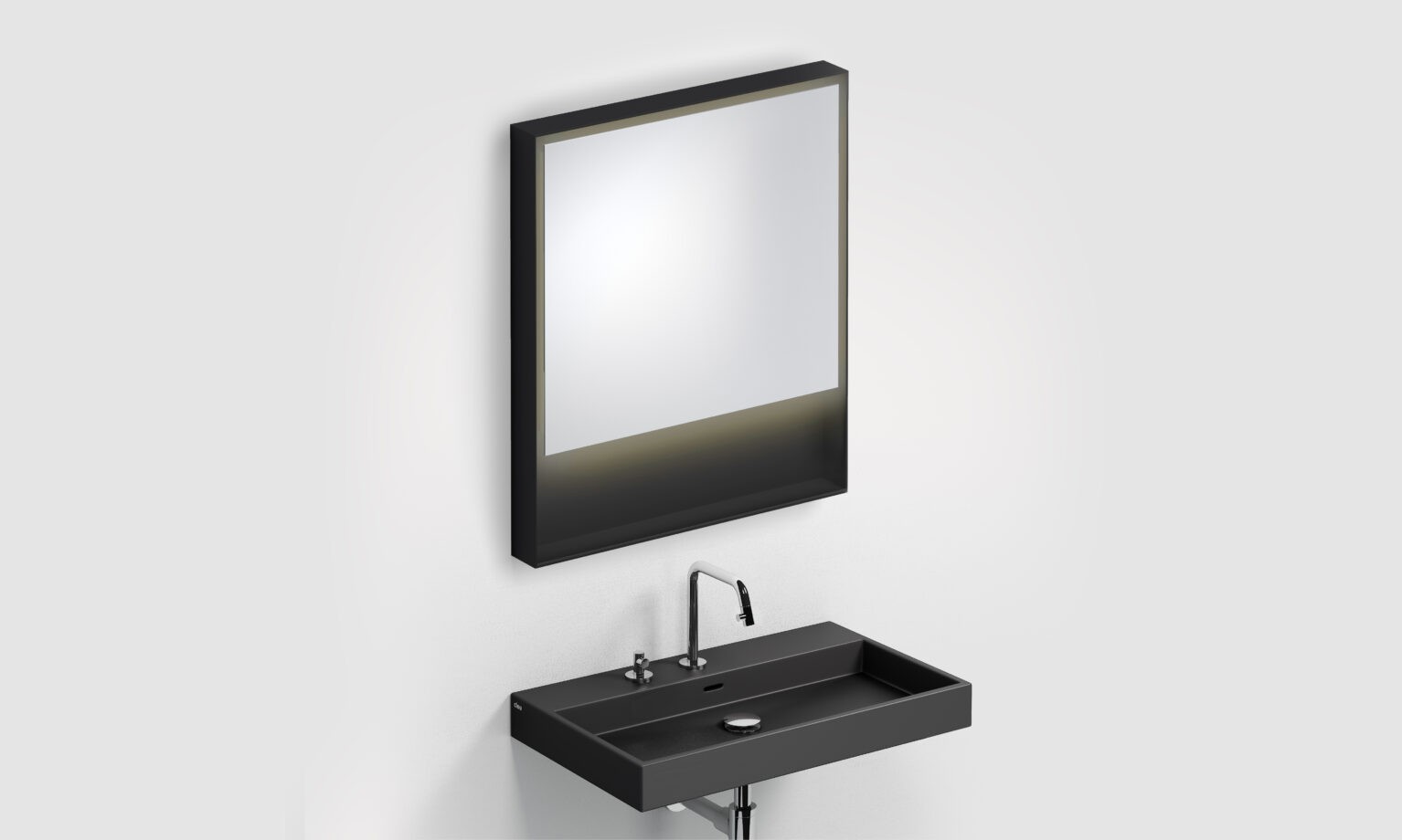 Look at Me spiegel, 70cm, LED-verlichting, IP44, mat zwart)