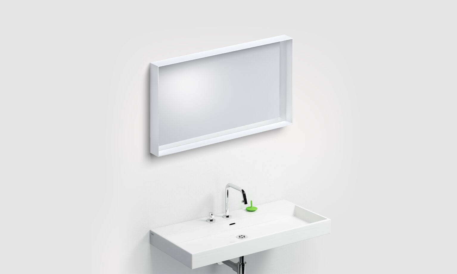 Spiegel-met-ophangsysteem-glazen-planchet-rechthoekig-90cm-50cm-wit-toilet-badkamer-luxe-sanitair-Flat-clou-CL080809020
