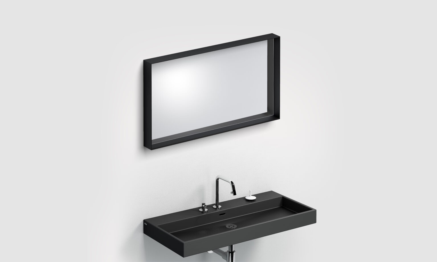 Spiegel-met-ophangsysteem-glazen-planchet-rechthoekig-90cm-50cm-zwart-toilet-badkamer-luxe-sanitair-Flat-clou-CL080809021