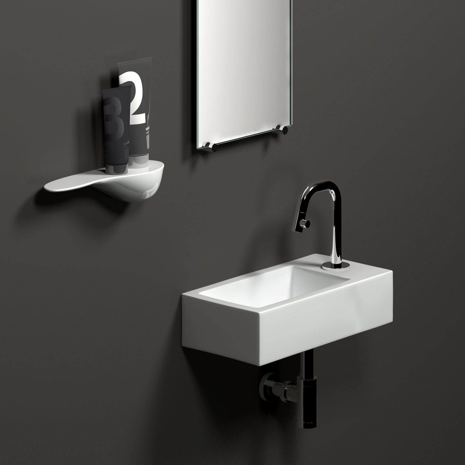 wastafel-kraan-chroom-toilet-badkamer-luxe-sanitair-Kaldur-rechts-clou-CL060500429R-wasbakje-fontein-kraan-kort-sifon-Cliff-planchet-plankje
