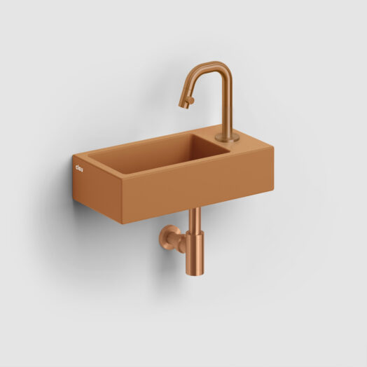 fontein-toilet-badkamer-luxe-sanitair-InBe-rechts-clou-36cm-Flush3-mat-italiaans-zand-CL0336030-Kaldur-koudwater-kraan-brons-geborsteld-PVD-CL060500483R-MiniSuk-sifon-CL065301183