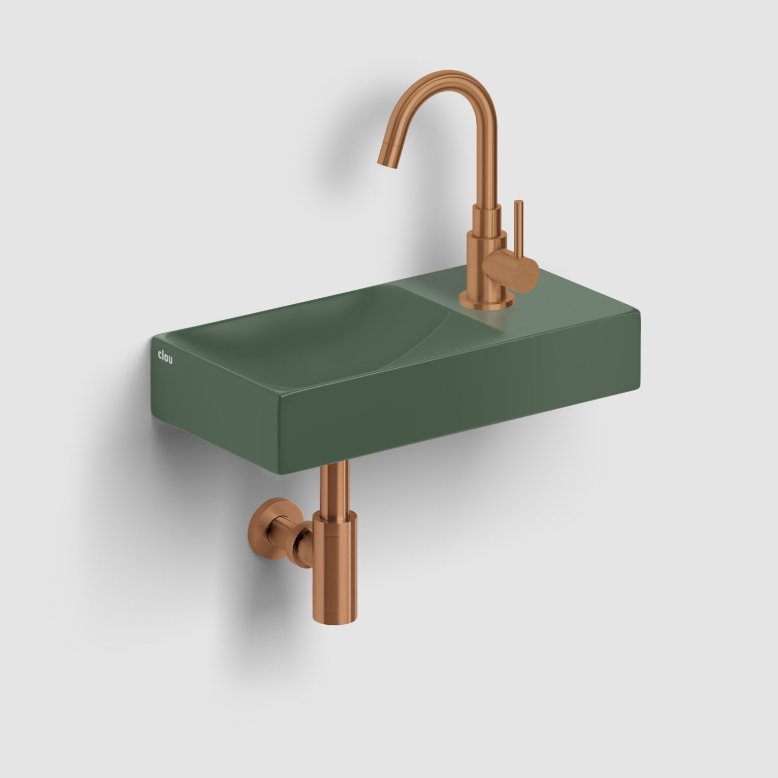 fontein-toilet-badkamer-luxe-sanitair-Clou-Vale-mat-pijnboom-groen-keramiek-CL034216101R-Freddo-Freddo1-koudwater-kraan-brons-geborsteld-PVD-CL060300383-MiniSuk-sifon-CL065301183