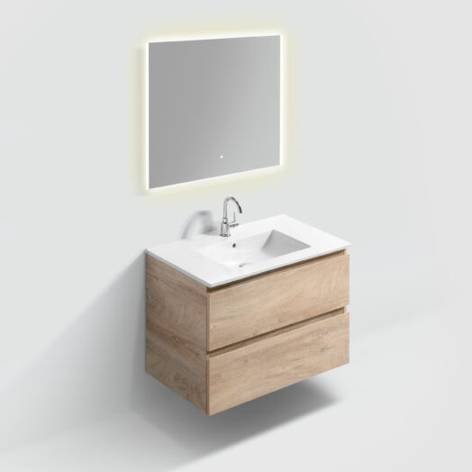 badkamer-meubel-set-kast-ladekast-80cm-twee-lades-wastafel-glanzend-wit-keramiek-met-kraangat-LED-spiegel-luxe-sanitair-InBe-clou-IB071062080163-grieks-eiken-melamine