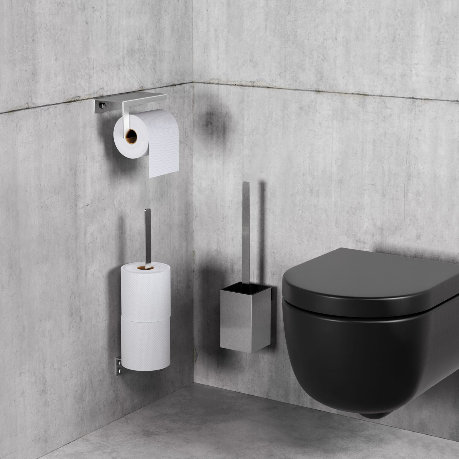 badkamer-luxe-sanitair-Fold-accessoires-rvs-roestvrijstaal-geborsteld-rolhouder-CL090402941-reserverolhouder-CL090403541-toiletborstelhouder-CL090404141-Hammock-toilet-clou-CL040108021-mat-zwart-keramiek-beton